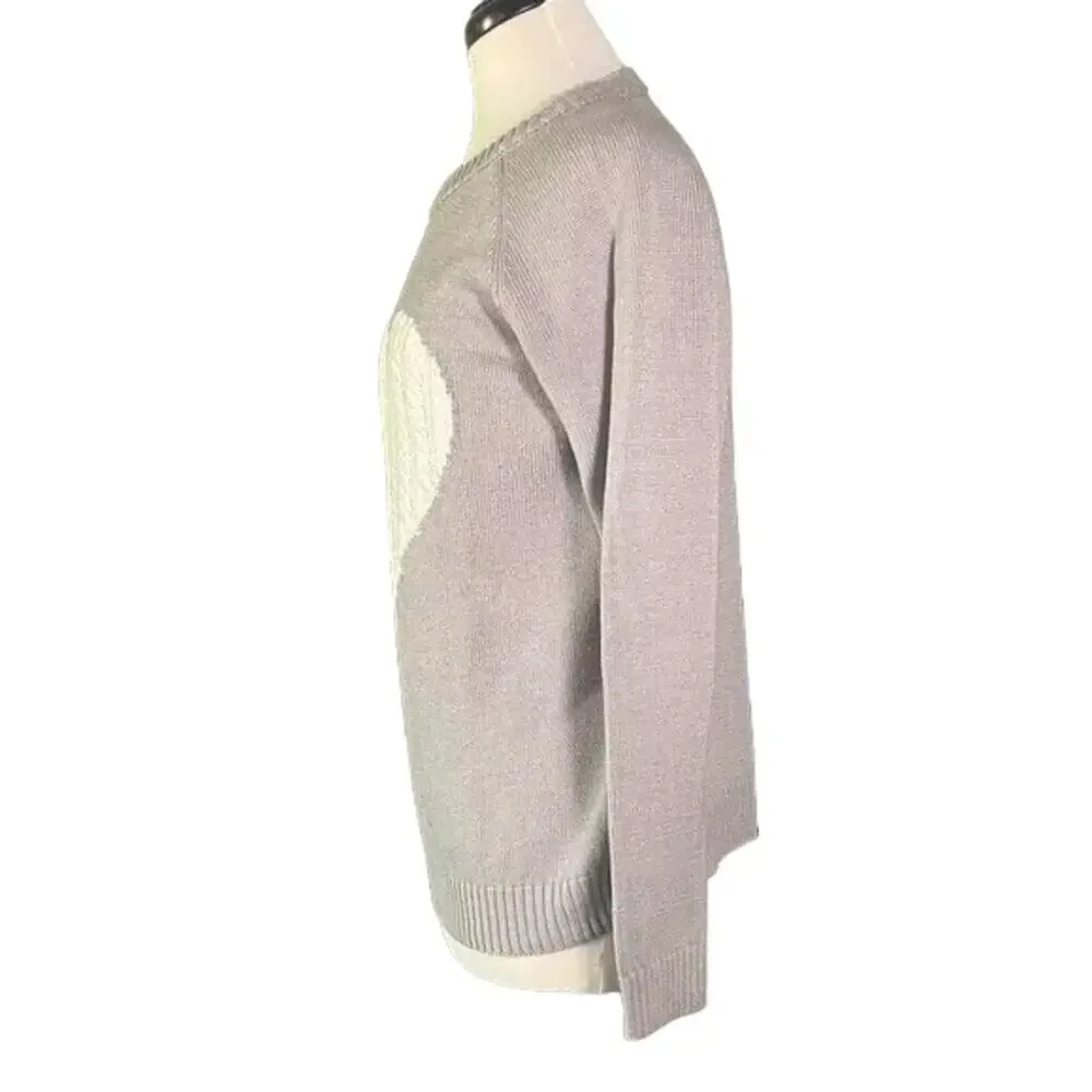 Elegant Gray Sweater with Heart Design